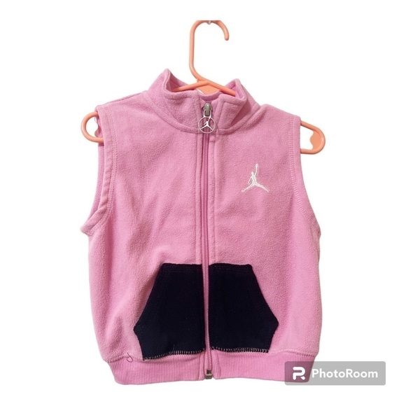 Jordan Pink Fleece Zip Up Vest 18 Months - Picture 1 of 3